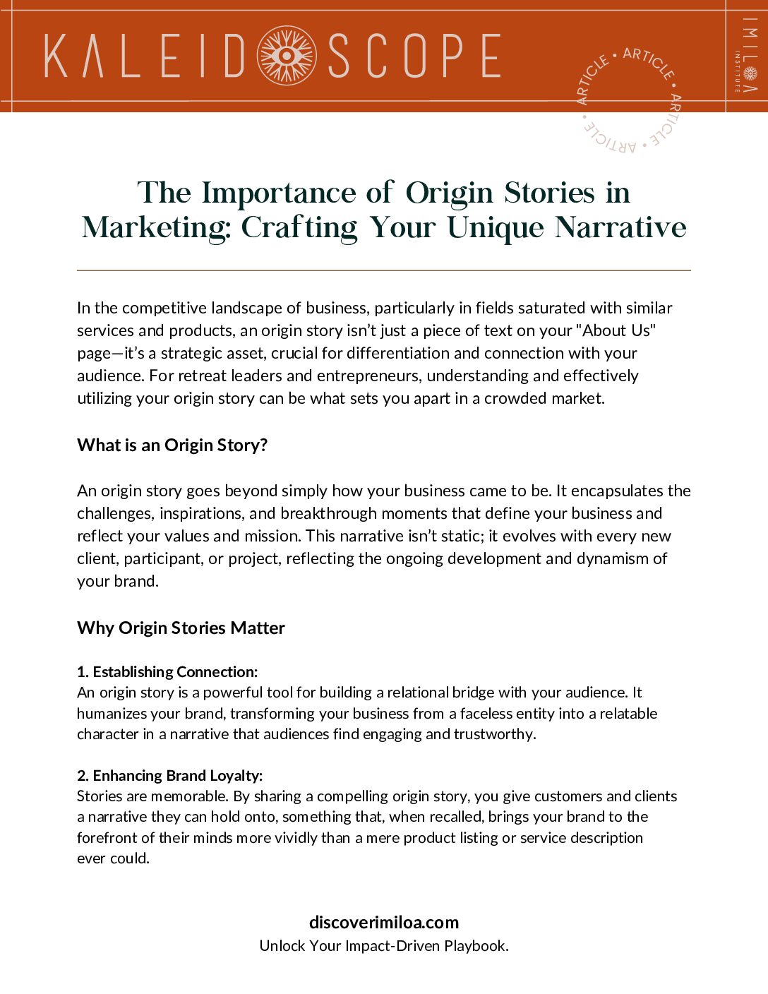 Article The Importance of Origin Stories in Marketing Crafting Your Unique Narrative