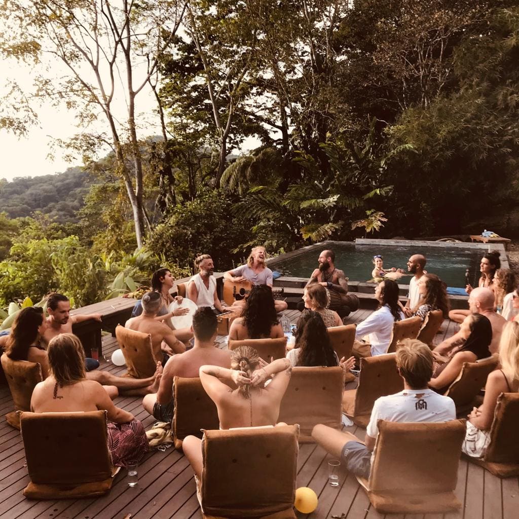 Retreat guests gathered together